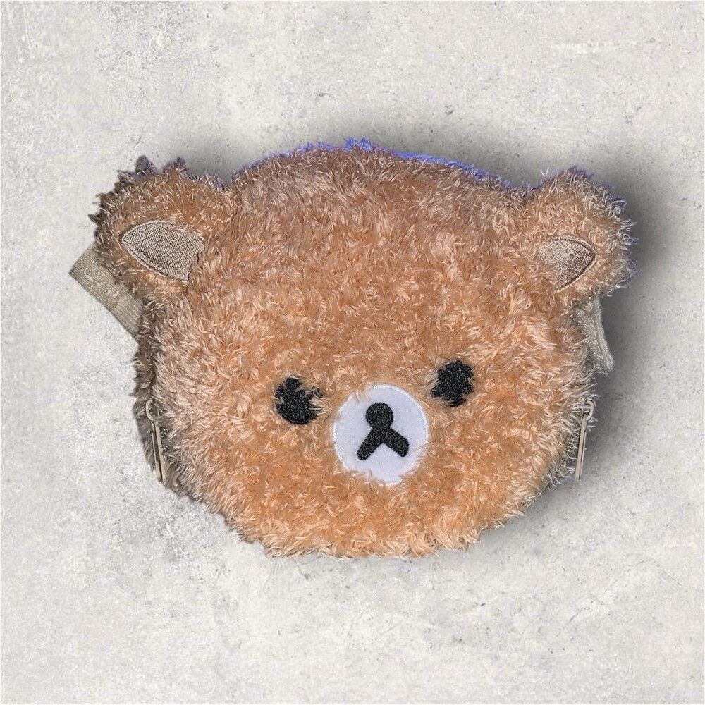 Rilakkuma Plush Bear Face Cosmetic Makeup Bag Zipper Closure Pouch San-x